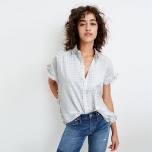 Madewell windowpane ruffle-side shirt